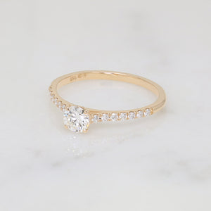 Silvana 0.33ct Round Solitaire Ring With Side Stones | Yellow Gold