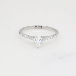 Silvana 0.33ct Pear Solitaire Ring With Side Stones In White Gold