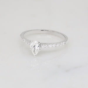 Silvana 0.33ct Pear Solitaire Ring With Side Stones In White Gold