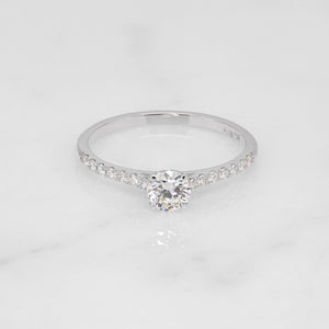 Silvana 0.33ct Round Solitaire Ring With Side Stones In White Gold