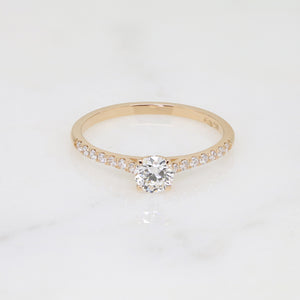 Silvana 0.33ct Round Solitaire Ring With Side Stones In Yellow Gold