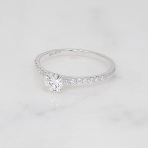 Silvana 0.33ct Round Solitaire Ring With Side Stones In White Gold